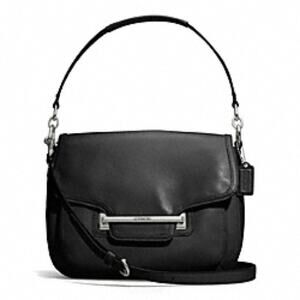 Coach Taylor Black Leather Shoulder Crossbody Bag Flap Closure F27481